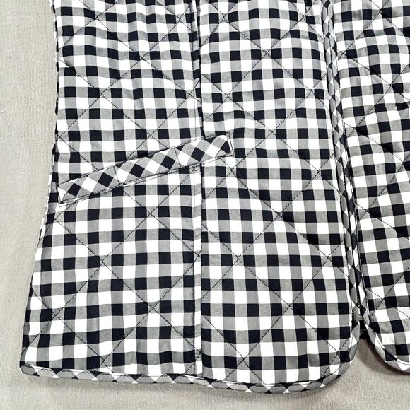 Talbots Vest Women’s L Black White Gingham Plaid Quilted Puffer Western Preppy - Picture 8 of 12